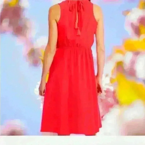 ATHLETA Martinique Neon Coral Easy Shift Dress Size Small Tassel Wrap - Picture 2 of 11